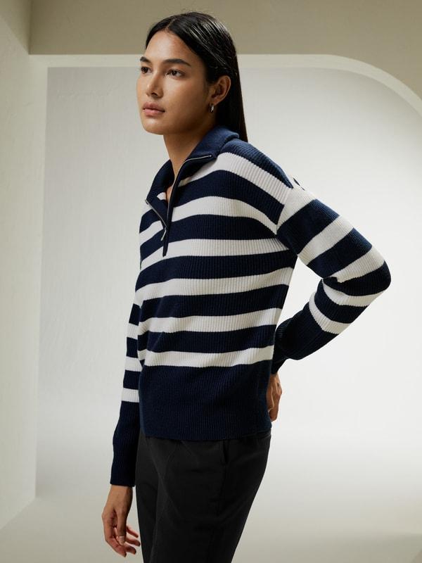 Collared Quarter-Zip Wool Sweater Product Image