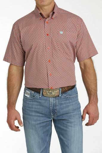 Cinch® Men's S/S Red Geo Print Button Shirt Product Image