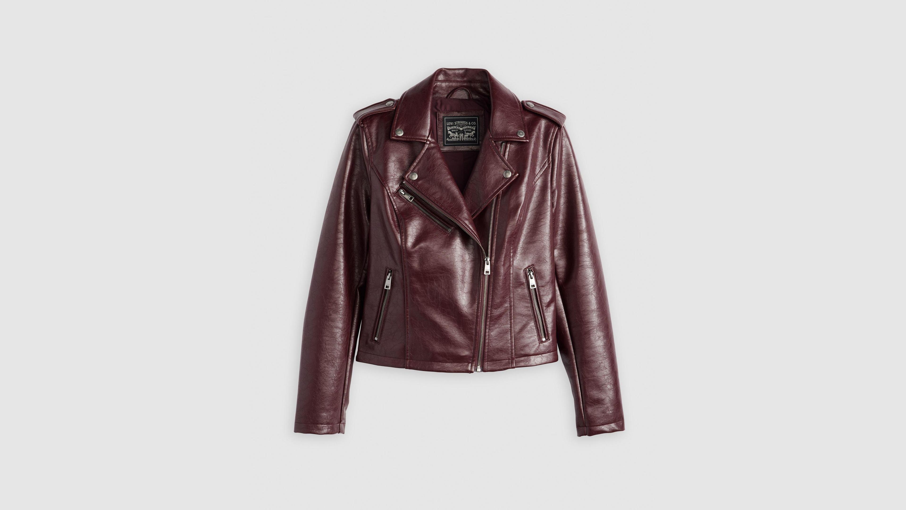 Faux Leather Moto Jacket Product Image