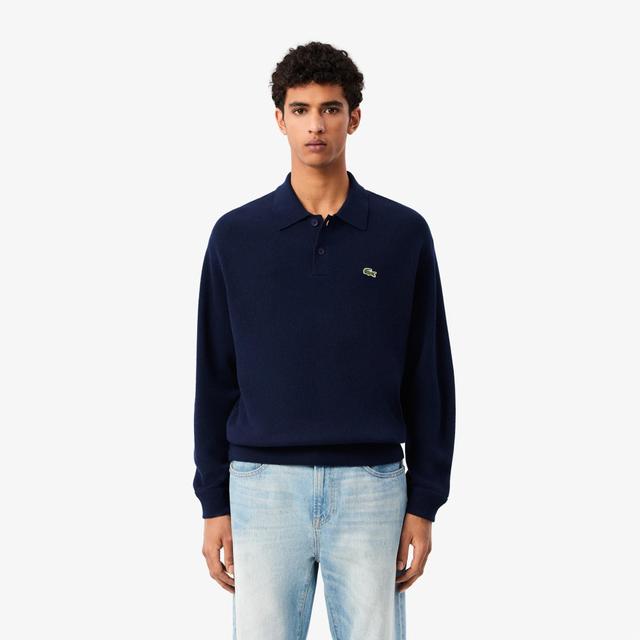 Relaxed Fit Carded Wool Polo Sweater Product Image