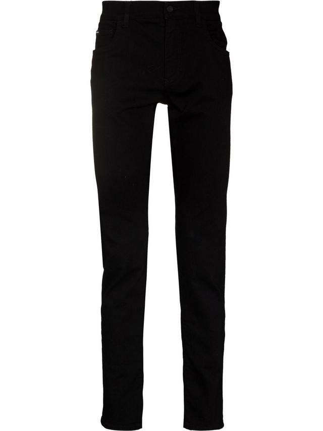 Logo-patch Slim-fit Jeans In Schwarz Product Image