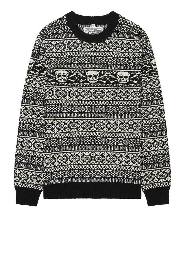 Schott Fairisle Skull Sweater in Black - Black. Size M (also in ). Product Image