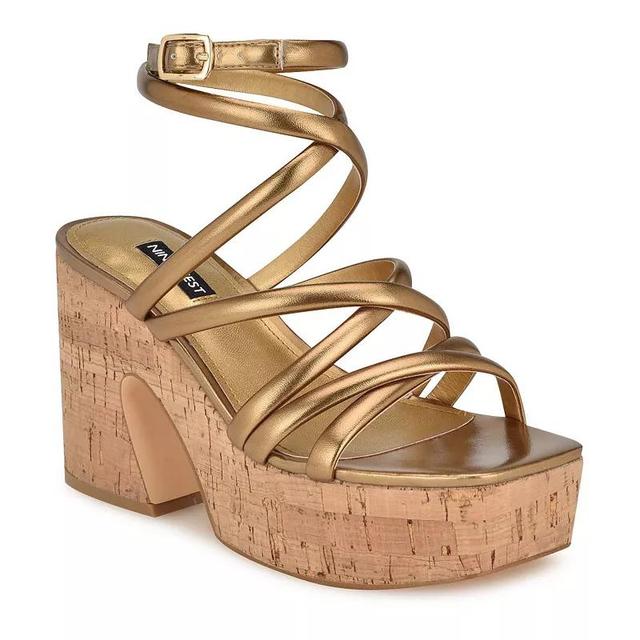 Nine West Corke Womens Strappy Square Toe Wedge Sandals Product Image