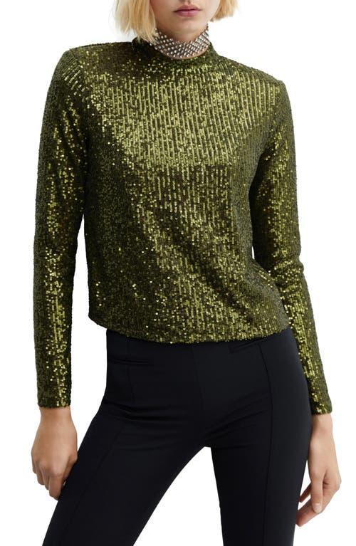 MANGO Mock Neck Sequin Top Product Image