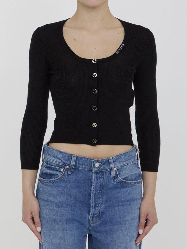 Extra Fine Wool Blend Cardigan In Black Product Image