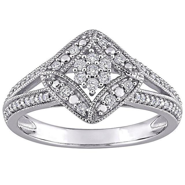 Stella Grace 10k White Gold 1/4 Carat T.W. Diamond Floral Cluster Engagement Ring, Womens Product Image