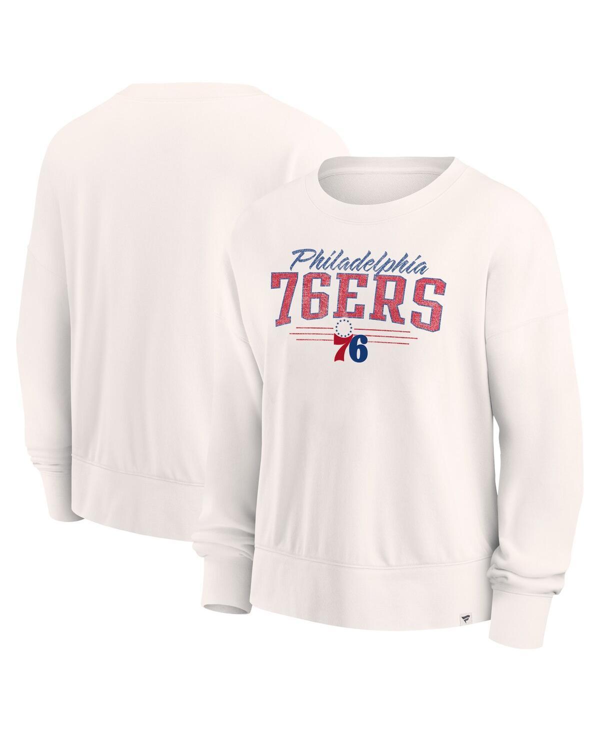 Womens Fanatics Cream Distressed Philadelphia 76ers Close the Game Pullover Sweatshirt Product Image