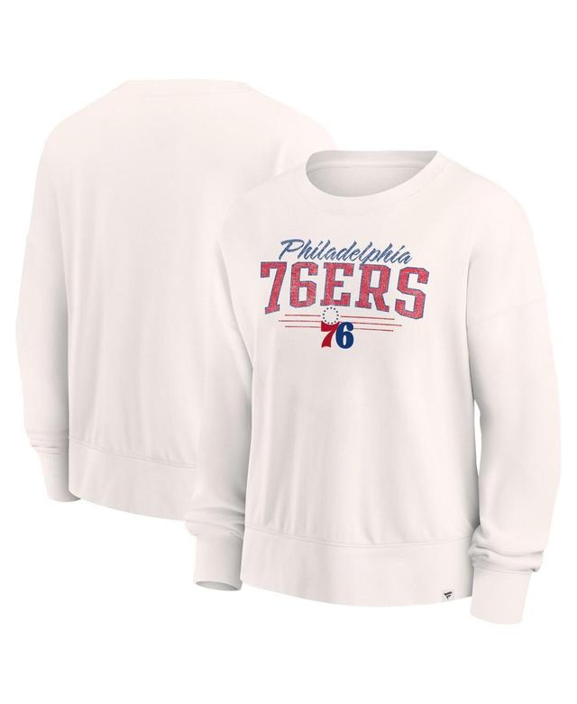 Womens Fanatics Cream Distressed Philadelphia 76ers Close the Game Pullover Sweatshirt Product Image