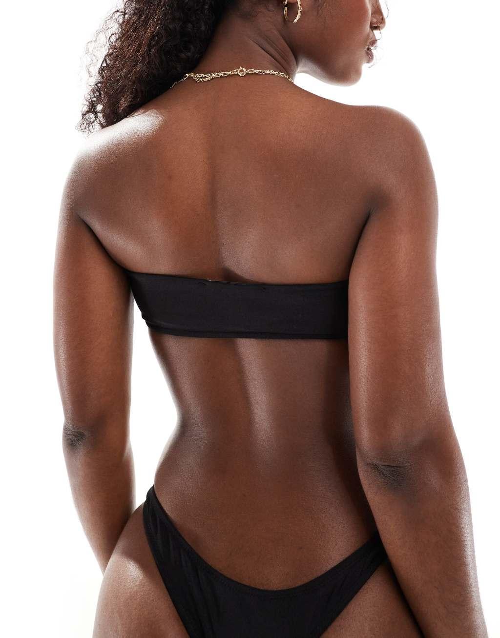 Mango bandeau bikini top in black Product Image