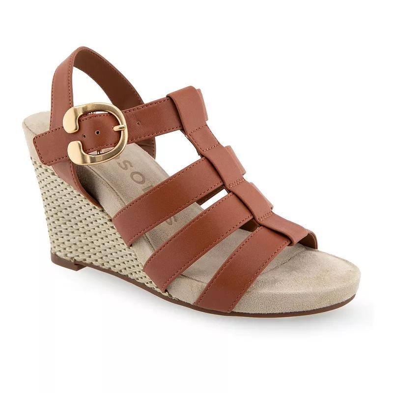 Aerosoles Paige Womens Wedge Sandals Red Bread Pu Product Image