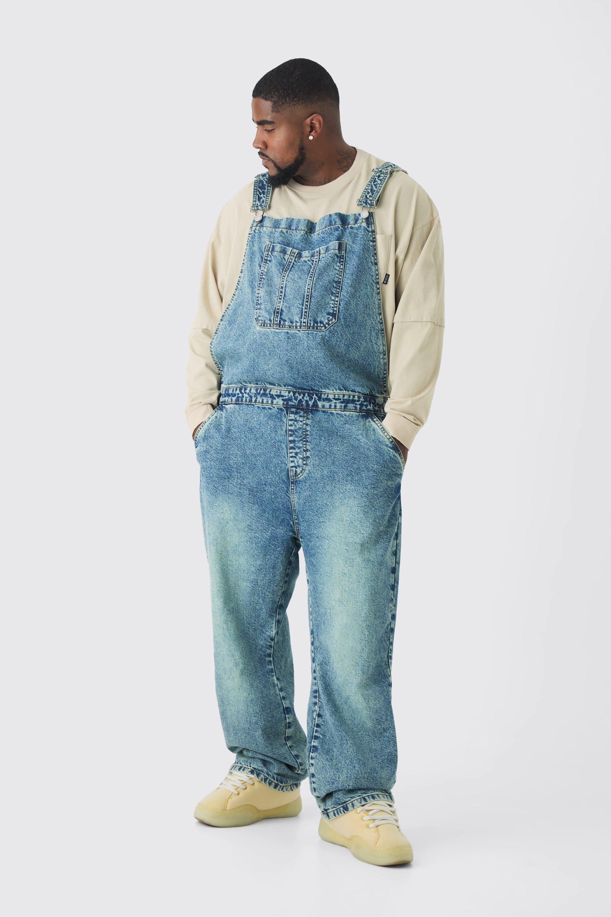 Plus Straight Leg Dungaree | boohooMAN USA Product Image