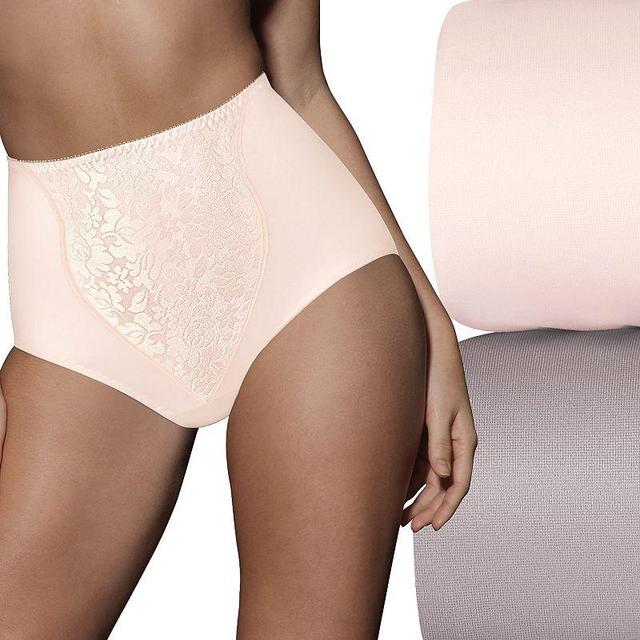 Womens Bali 2-pack Light Control Lace Shaping Brief Panty Set X372 Warm Silver Pink Bliss Product Image