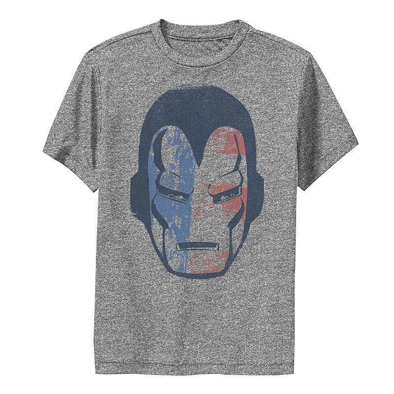 Boys 8-20 Marvel Iron Man American Flag Face Vintage Tee, Boys Grey Heather Product Image