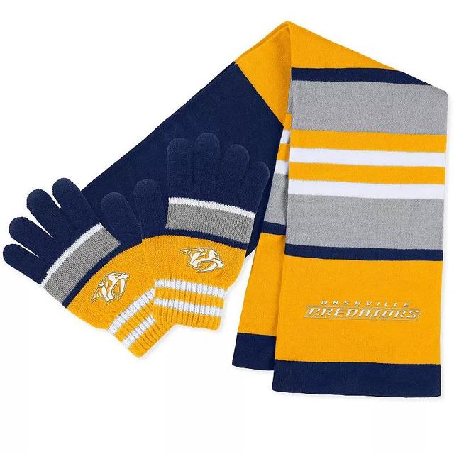 Womens WEAR by Erin Andrews Nashville Predators Stripe Glove & Scarf Set Product Image