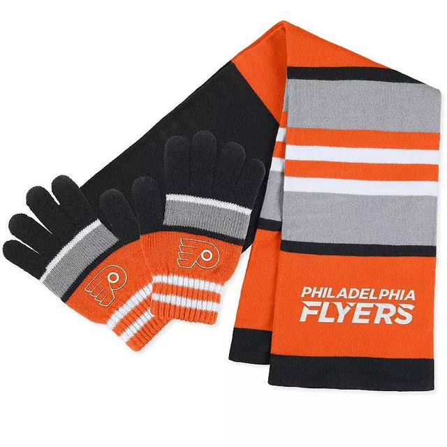 Womens WEAR by Erin Andrews Philadelphia Flyers Stripe Glove & Scarf Set Product Image