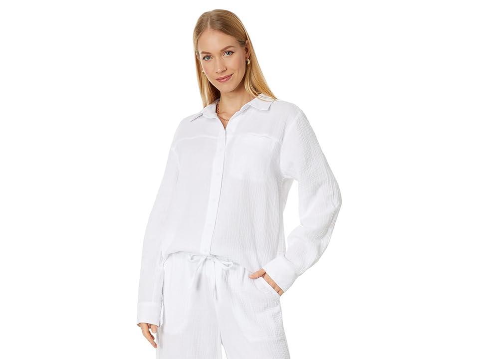 Splendid Kit Gauze Shirt (Oyster) Women's Clothing Product Image