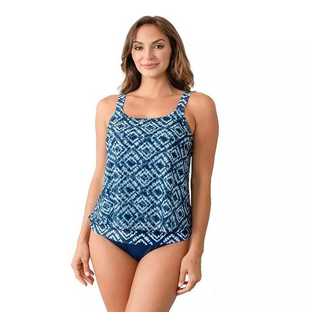 Womens Del Raya Geo Mesh Layer Tankini Top Blue Product Image