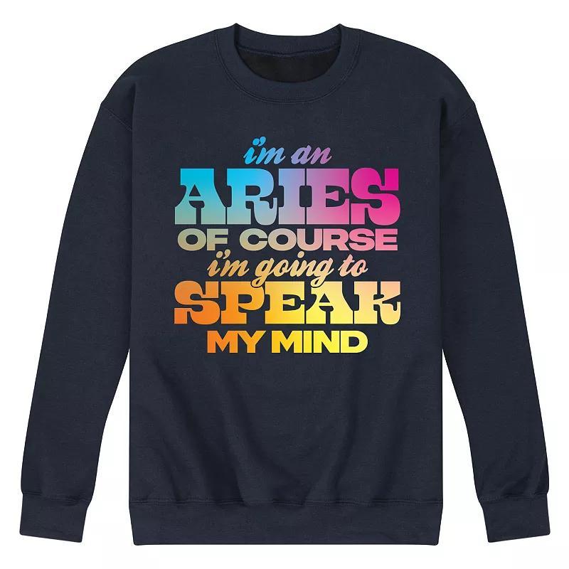 Mens Aries Speak My Mind Fleece Sweatshirt Product Image