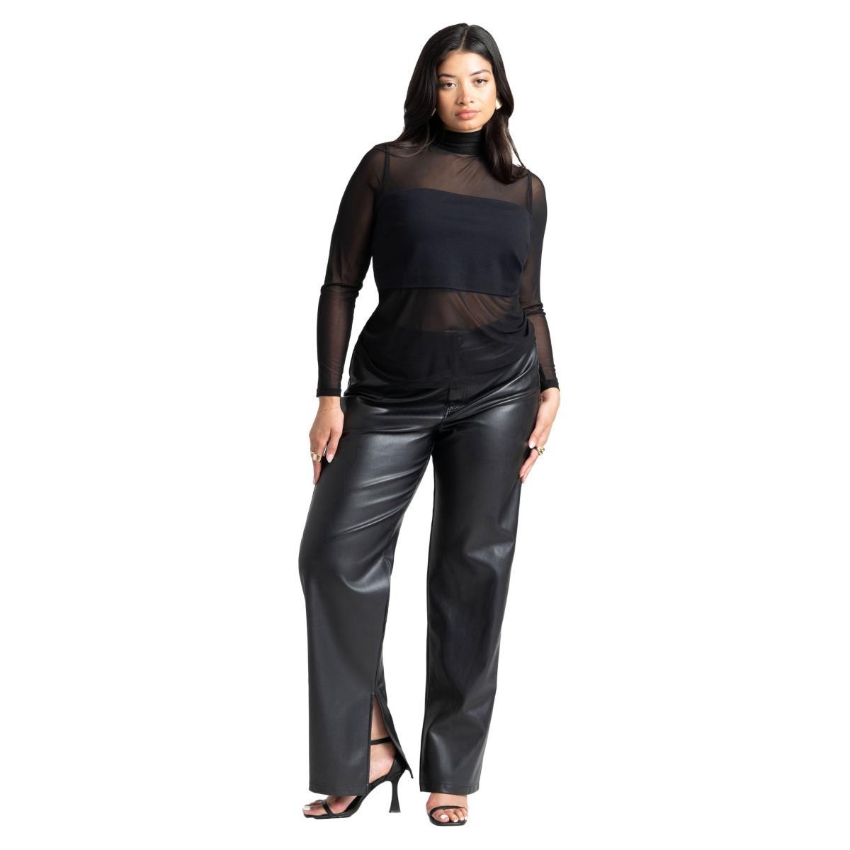 Eloquii Womens Slit Hem Faux Leather Pant Product Image