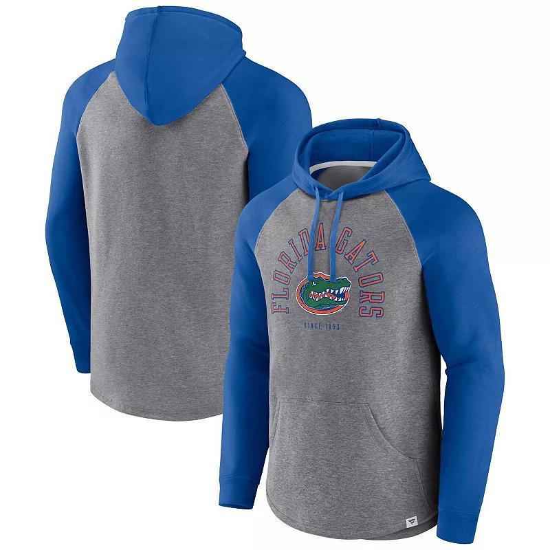 Mens Fanatics Branded Royal/Heather Gray Kentucky Wildcats Wrap Up Raglan Pullover Hoodie Product Image