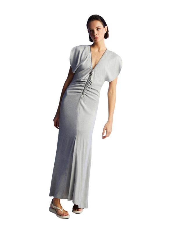 Womens Draped V-Neck Dress Product Image