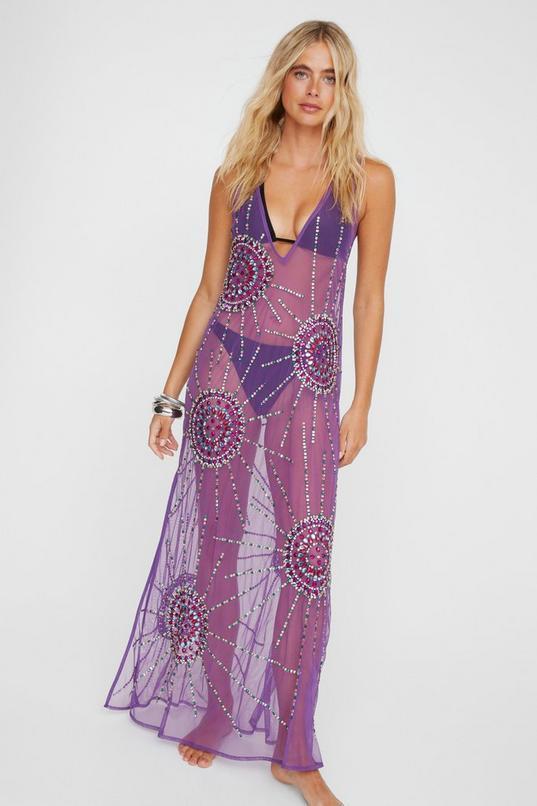 Sun Embellished Sheer Maxi Dress Product Image