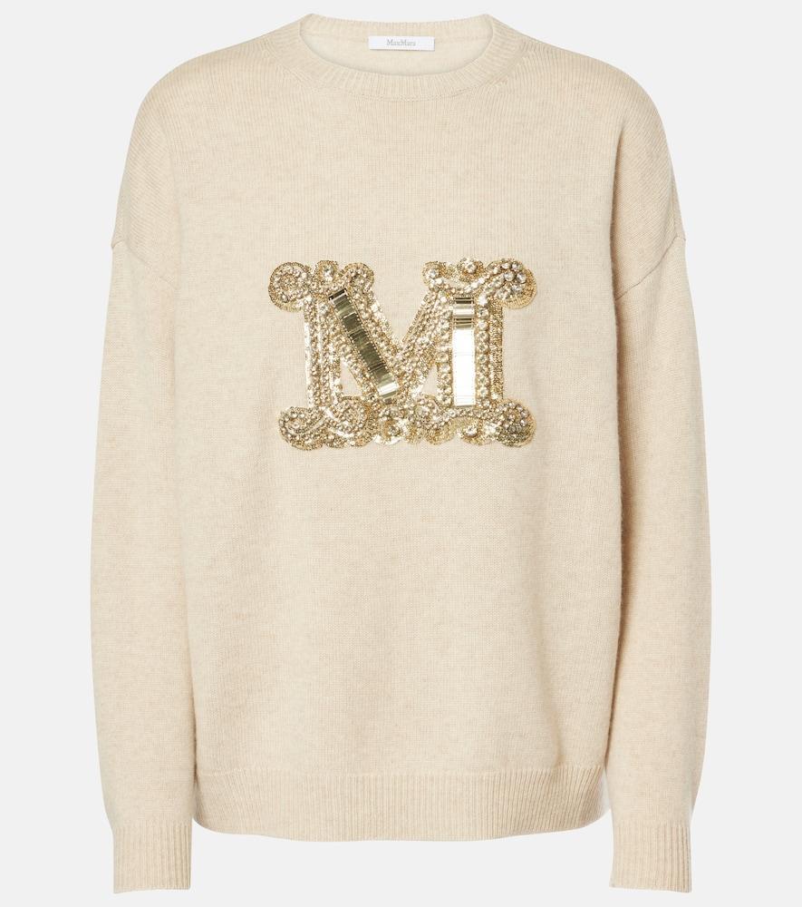 MAX MARA Vicolo Wool Knit Logo Sweater In Brown Product Image