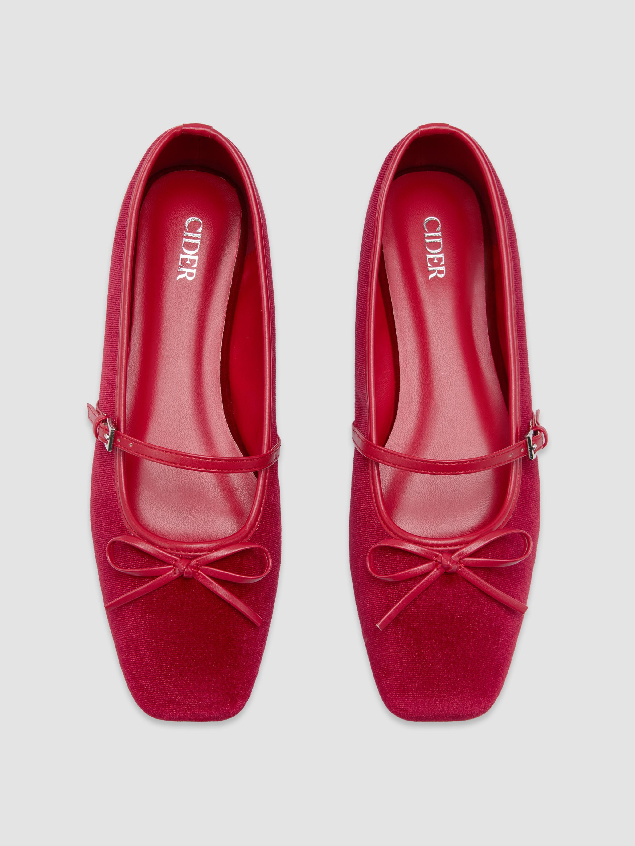 BOWKNOT VELVET MARY JANE FLATS product image