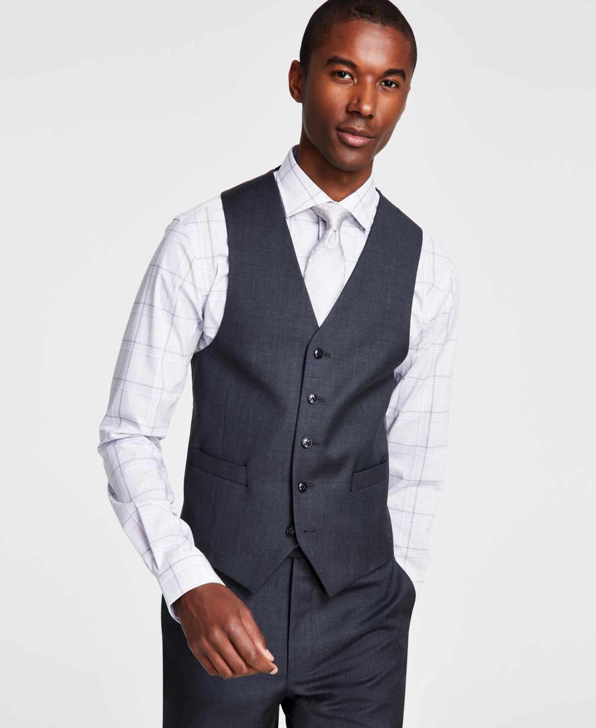 Michael Kors Mens Classic-Fit Wool-Blend Stretch Solid Suit Vest Product Image