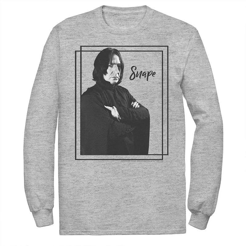 Mens Harry Potter Snape Simple Framed Portrait Long Sleeve Graphic Tee Athletic Grey Product Image