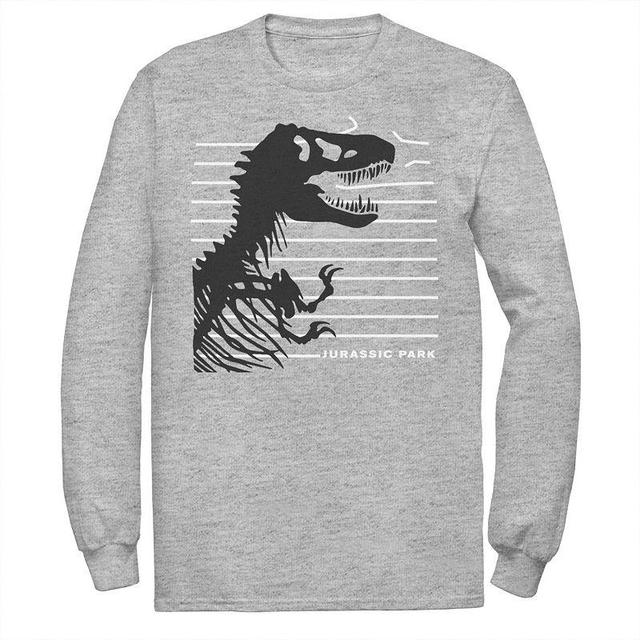 Mens Jurassic Park T-Rex Skeleton Fence Breakthrough Tee Med Grey Product Image