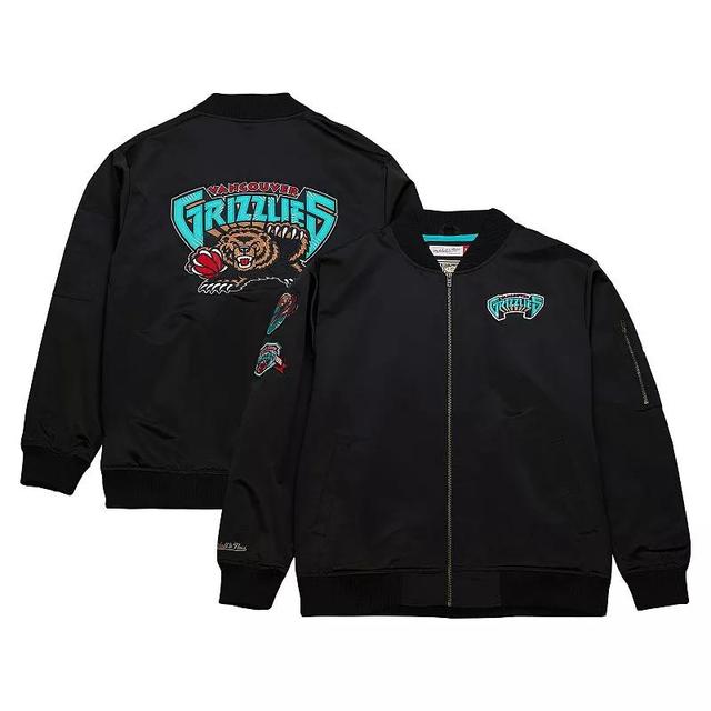 Mens Mitchell & Ness Black Vancouver Grizzlies Hardwood Classics Vintage Logo Full-Zip Bomber Jacket Product Image