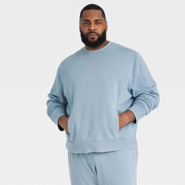 Mens Big Cotton Fleece Crewneck Sweatshirt - All In Motion Light Wash 2XL Product Image