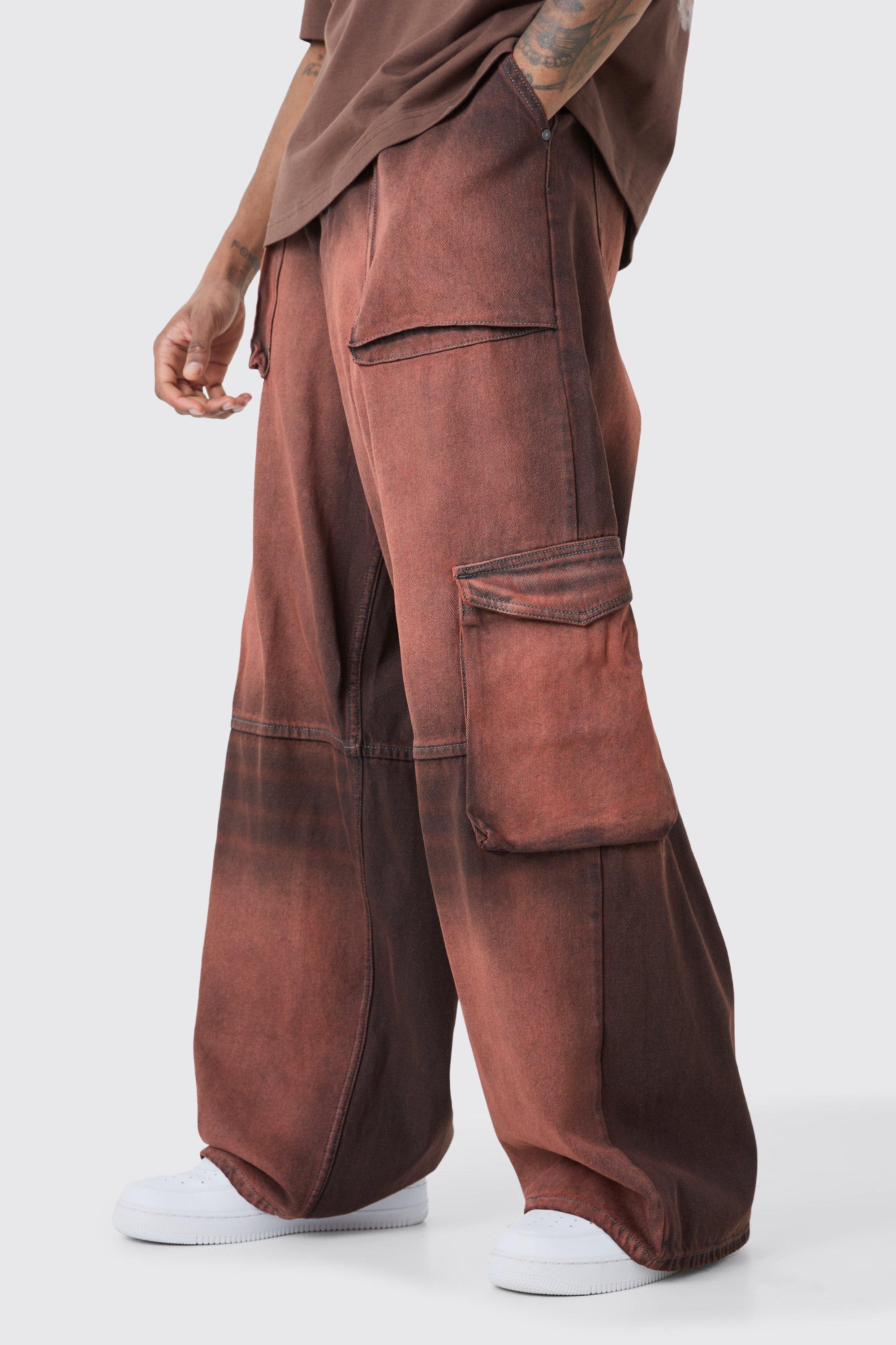 Tall Overdyed Parachute Cargo Jeans | boohooMAN USA Product Image