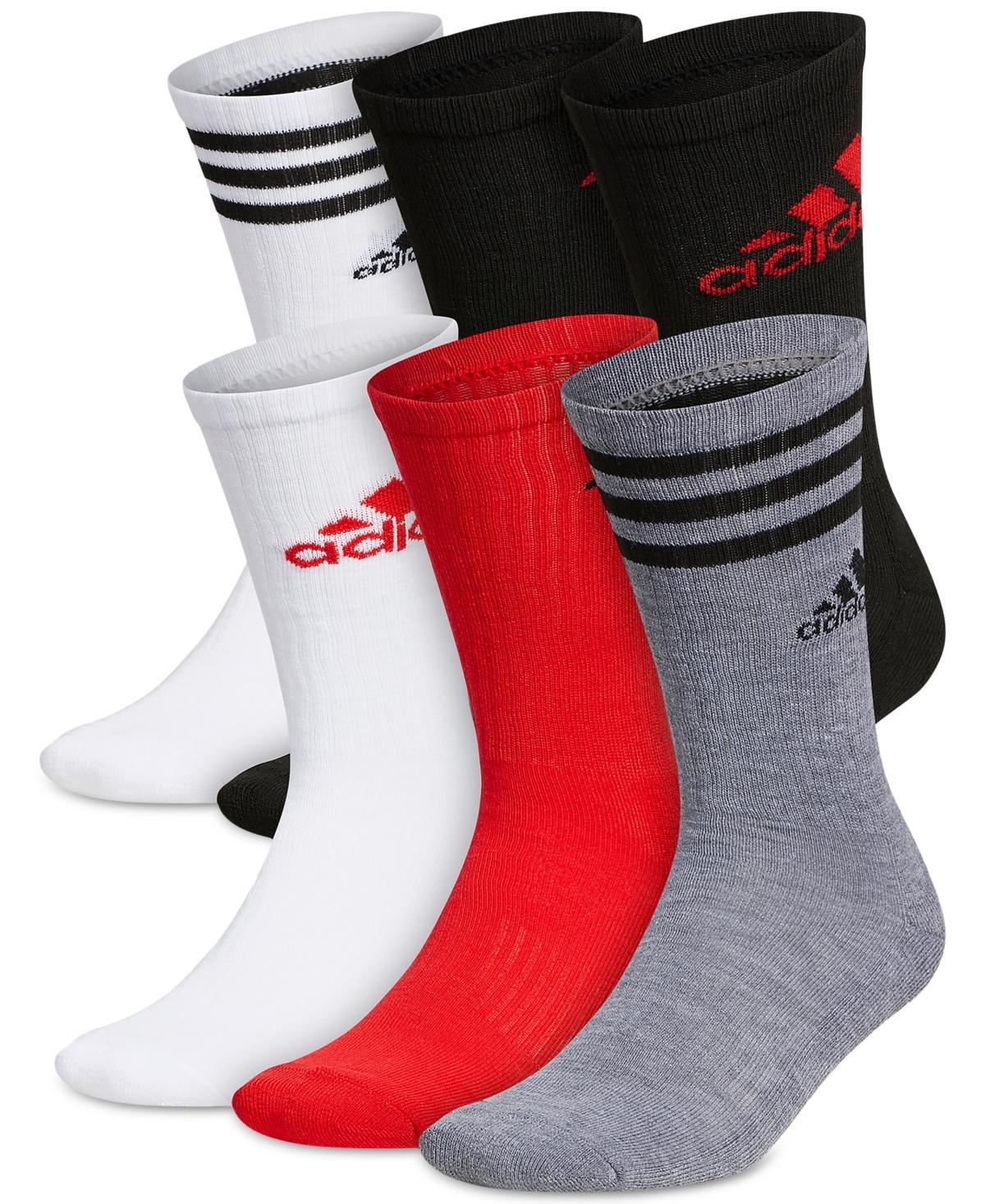 adidas Mens Athletic Cushioned Mixed Crew Socks - 6pk. - White/black Product Image