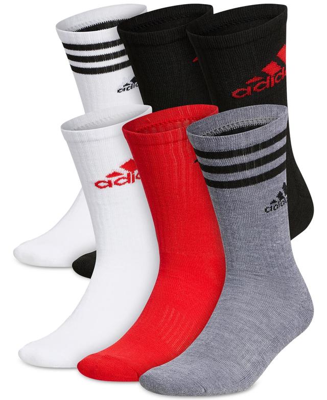 adidas Mens Athletic Cushioned Mixed Crew Socks - 6pk. - White/black Product Image