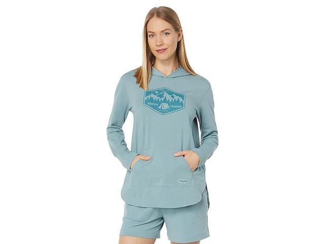 Life is Good Happy Camper Badge Crusher-Flex Hoodie Tunic (Smoky ) Women's Clothing Product Image