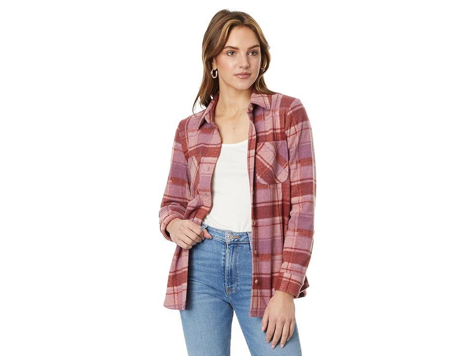 Lucky Brand Cozy Plaid Knit Shirt Jacket (Lilas Pink Plaid) Women's Clothing Product Image