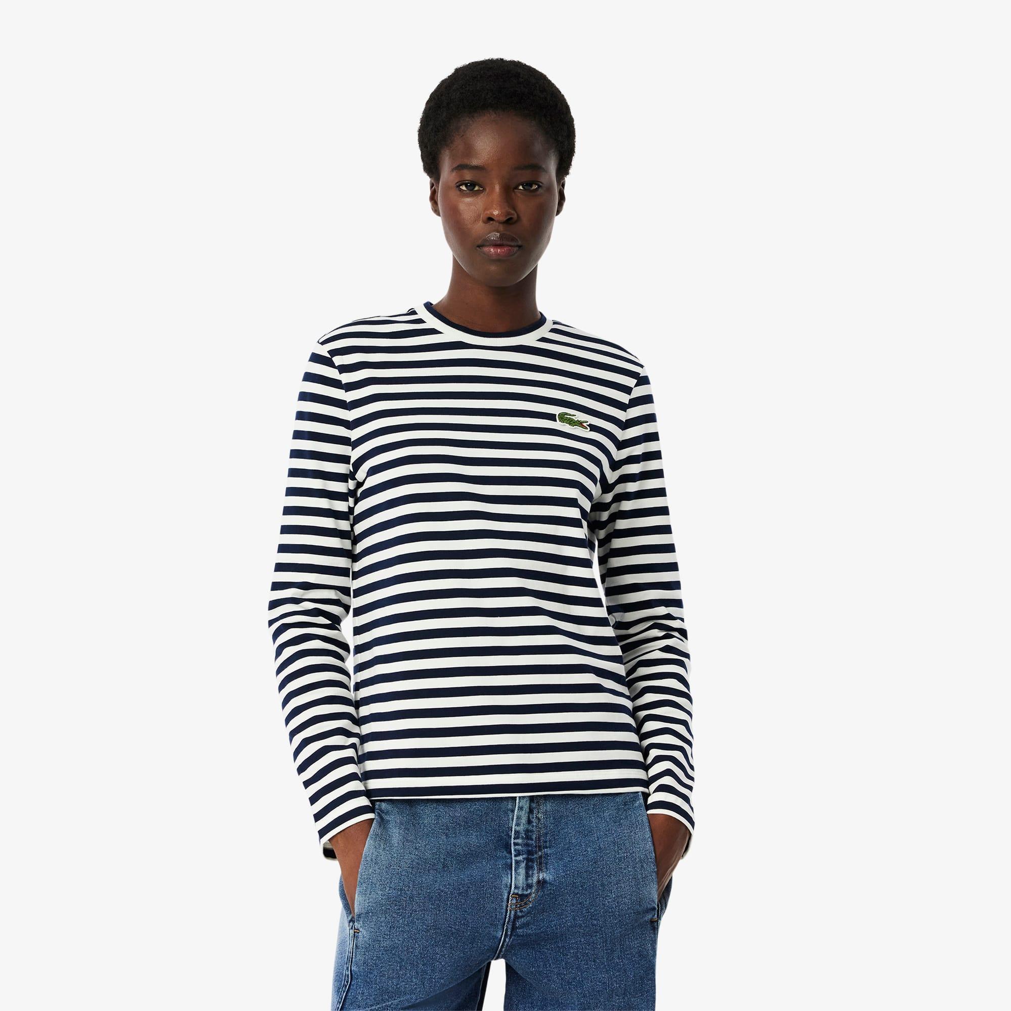 Long Sleeved Striped Cotton T-shirt Product Image