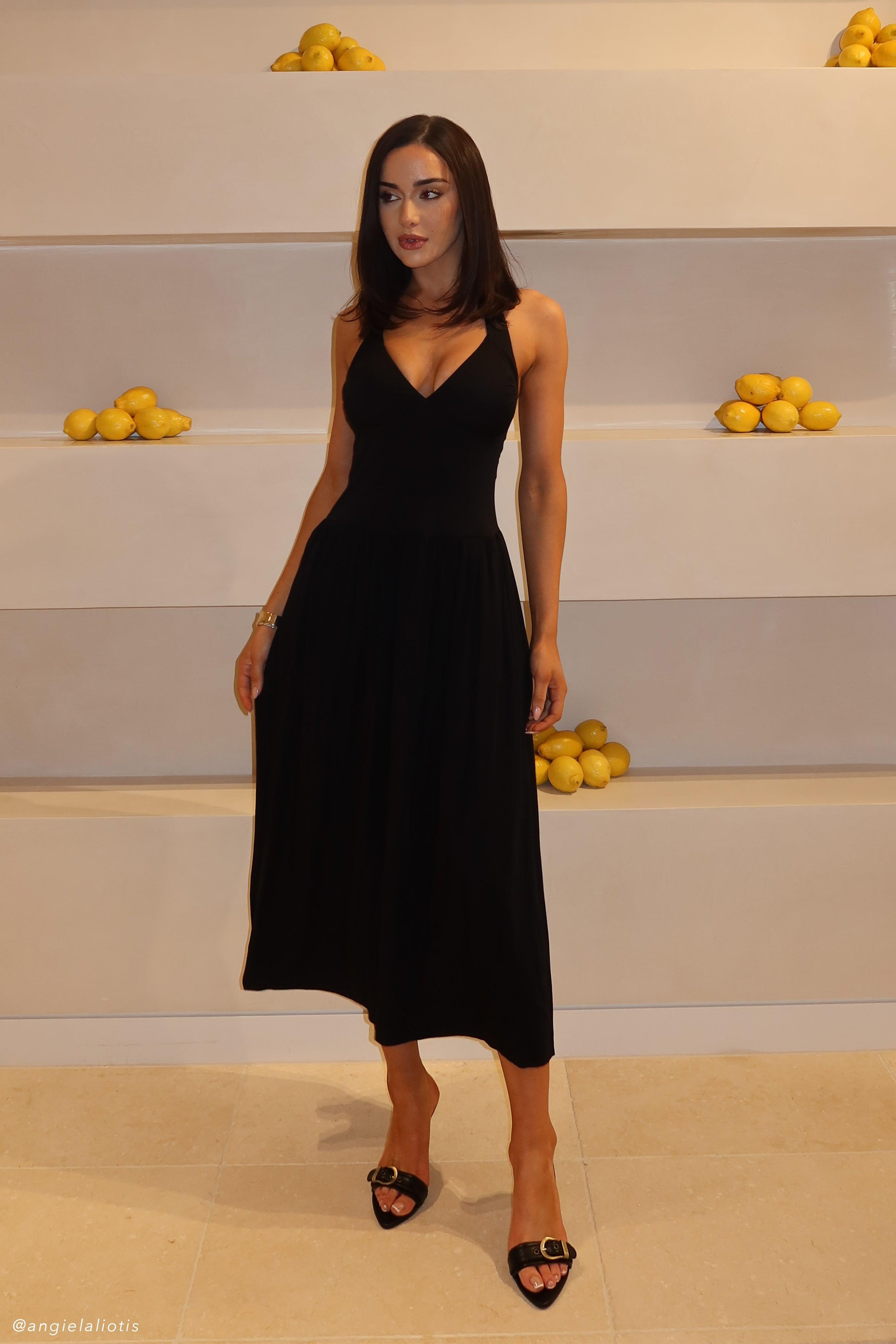 Harriette Halter Midi Dress - Black Product Image