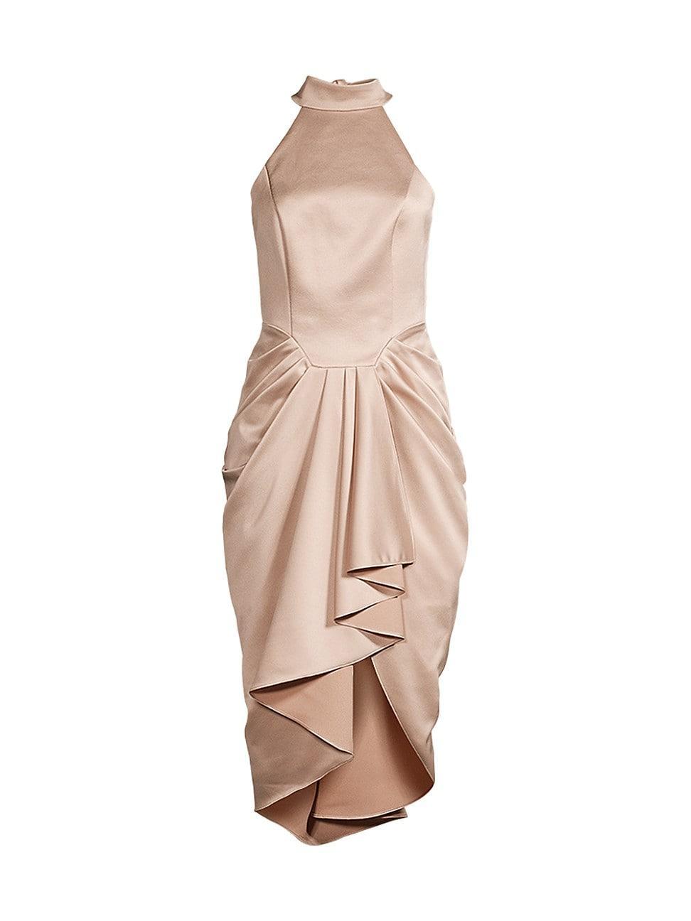 Womens Satin Halterneck Cocktail Dress Product Image