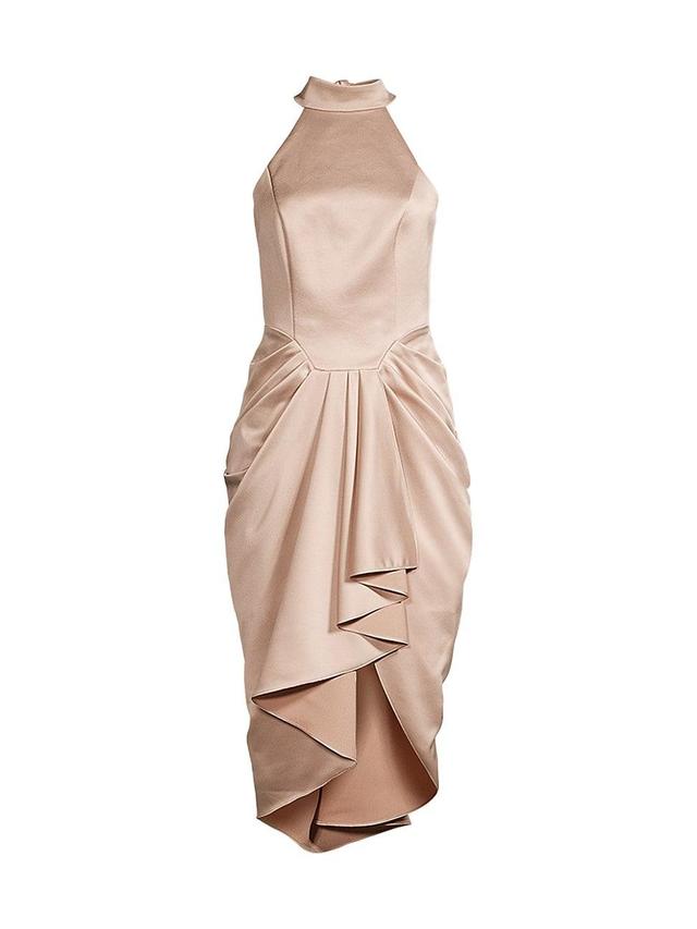 Womens Satin Halterneck Cocktail Dress Product Image