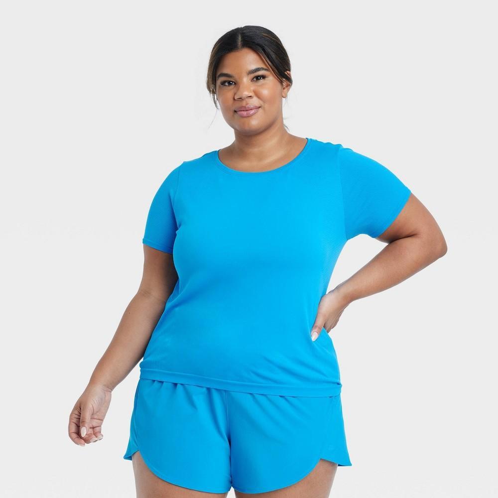 Womens Seamless Short Sleeve Shirt - All In Motion Blue 2X Product Image