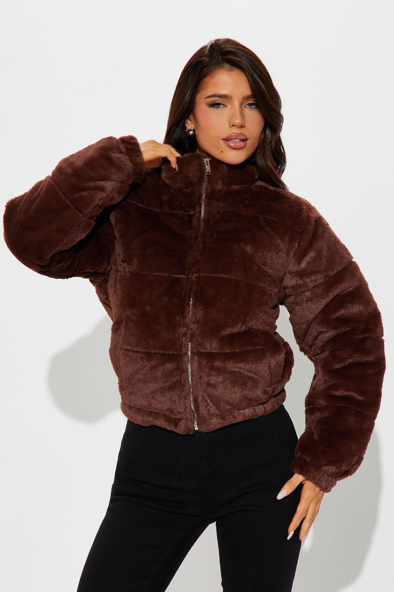 Elizabeth Faux Fur Jacket - Chocolate Product Image