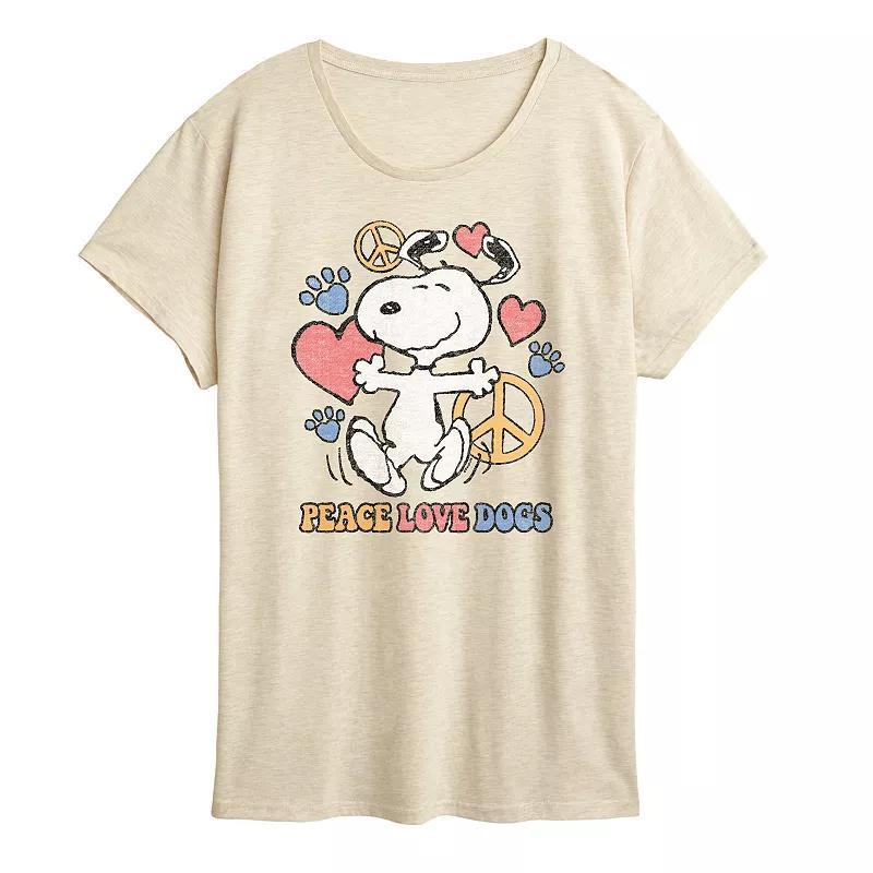 Womens Peanuts Snoopy Peace Love Dogs Graphic Tee Product Image