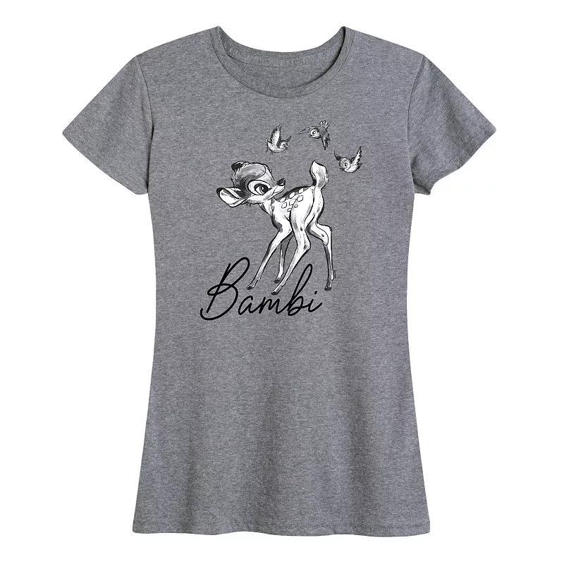 Disneys Bambi Womens Black Watercolor Graphic Tee Product Image