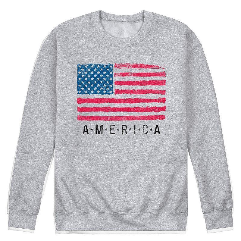 Mens US Flag America Fleece Sweatshirt Med Grey Product Image