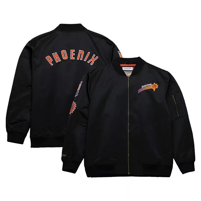 Mens Mitchell & Ness Black Phoenix Suns Hardwood Classics Vintage Logo Full-Zip Bomber Jacket Product Image