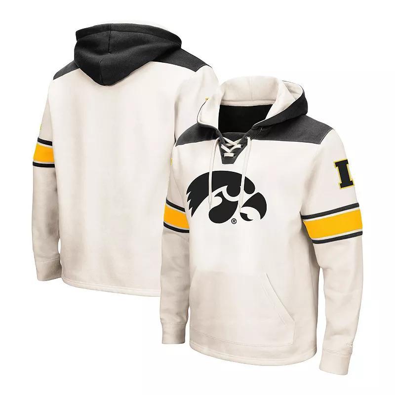 Mens Colosseum Cream Iowa Hawkeyes Big & Tall Hockey Lace-Up Pullover Hoodie Product Image