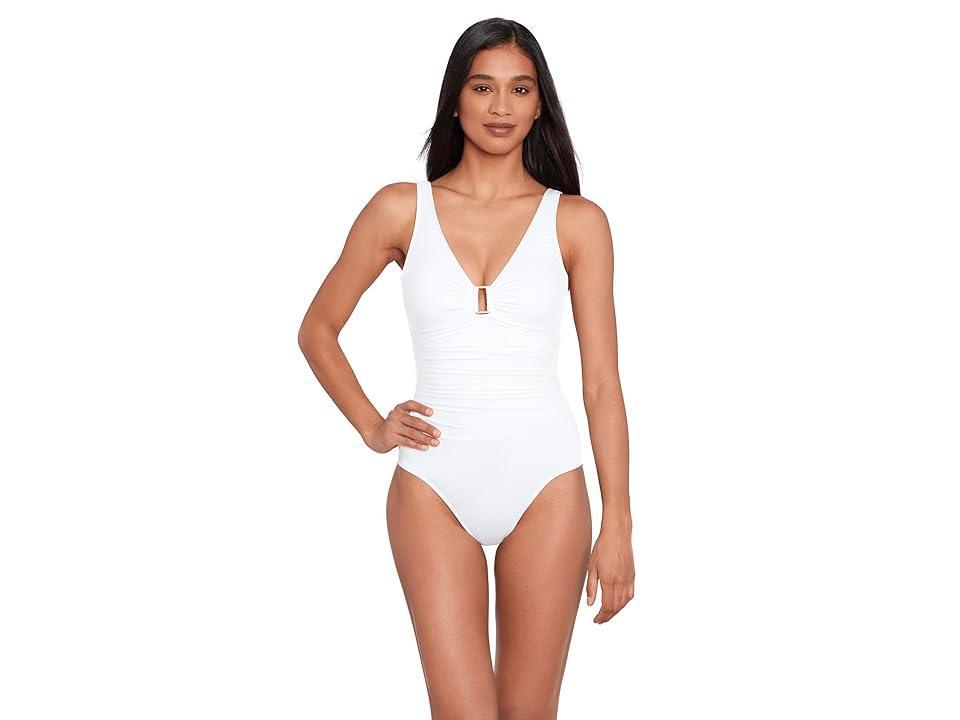 LAUREN Ralph Lauren Beach Club Solids Ring Over the Shoulder One Piece Women's Swimsuits One Piece Product Image